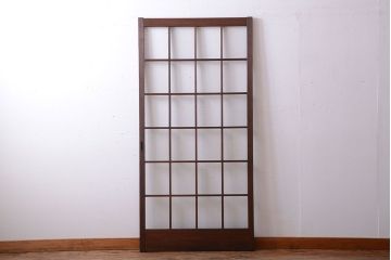 和製アンティーク　モールガラス入り!レトロな格子引き戸