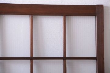 和製アンティーク　モールガラス入り!レトロな格子引き戸