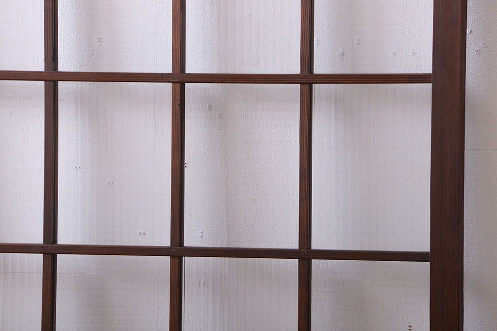 和製アンティーク　モールガラス入り!レトロな格子引き戸