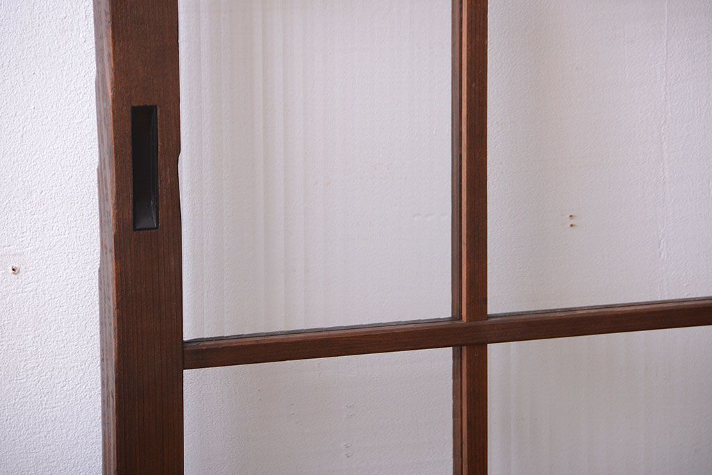 和製アンティーク　モールガラス入り!レトロな格子引き戸