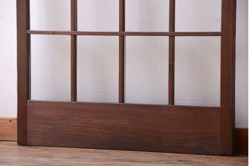 和製アンティーク　モールガラス入り!レトロな格子引き戸