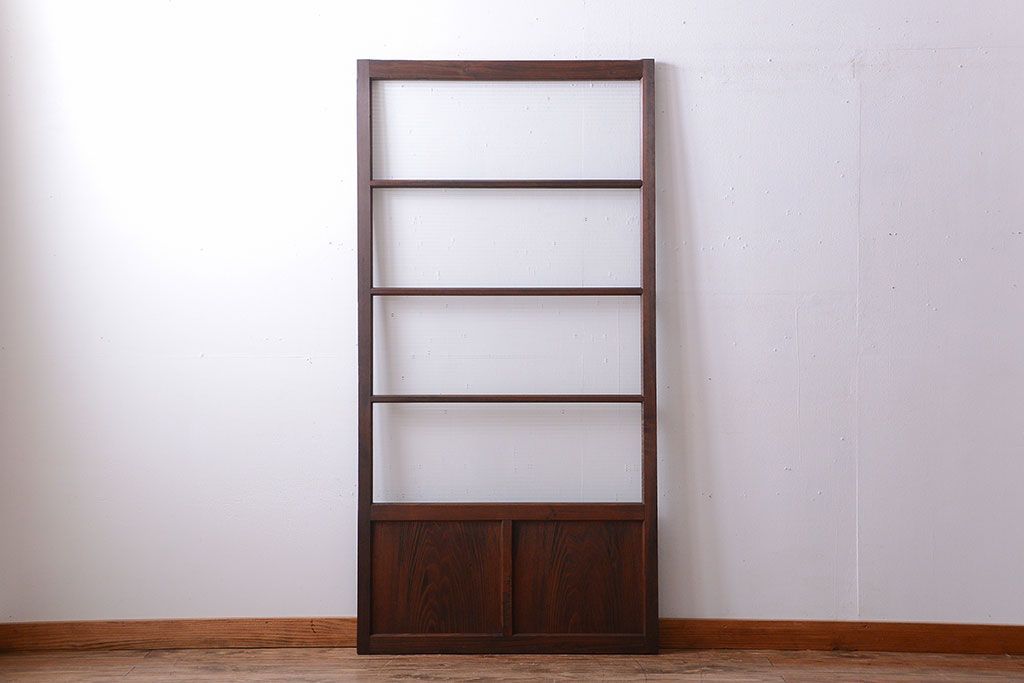 アンティーク　古い木製のモールガラス入り引き戸