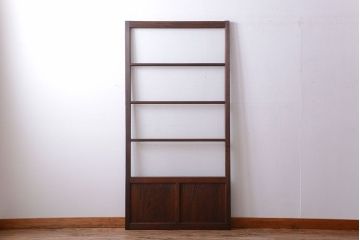 アンティーク　古い木製のモールガラス入り引き戸