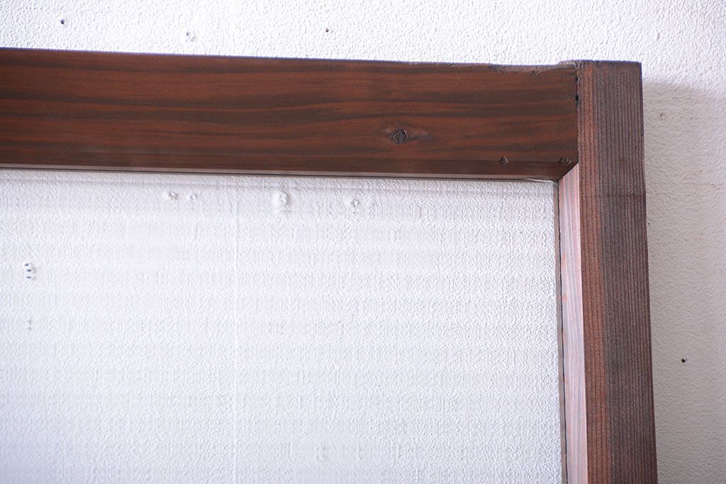 アンティーク　古い木製のモールガラス入り引き戸