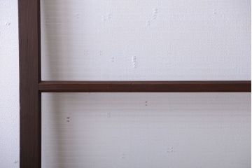 アンティーク　古い木製のモールガラス入り引き戸