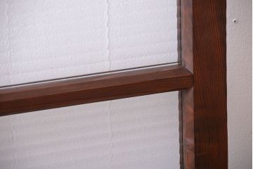 アンティーク　古い木製のモールガラス入り引き戸