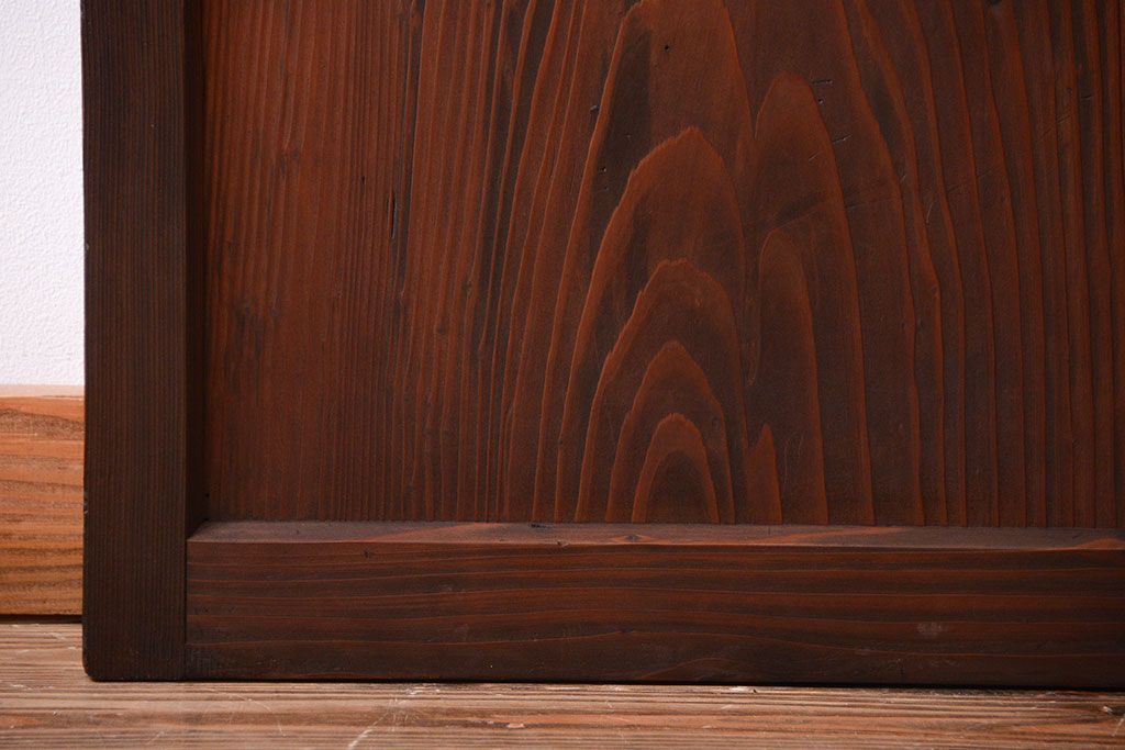 アンティーク　古い木製のモールガラス入り引き戸