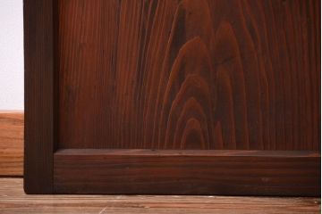 アンティーク　古い木製のモールガラス入り引き戸