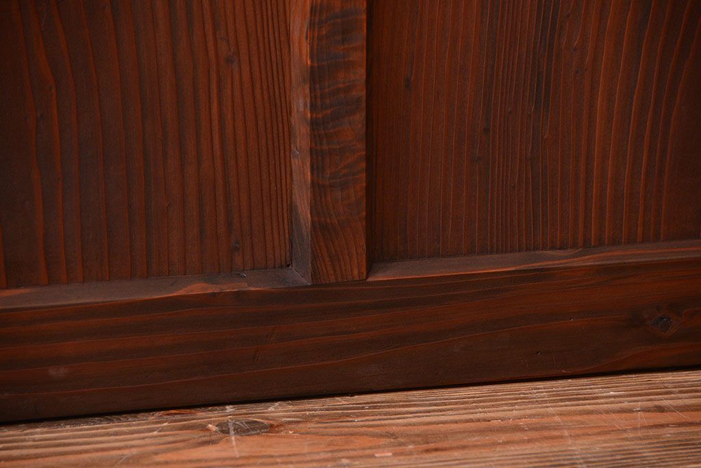 アンティーク　古い木製のモールガラス入り引き戸