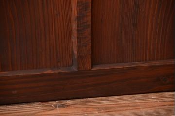 アンティーク　古い木製のモールガラス入り引き戸