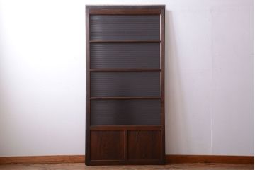 アンティーク　古い木製のモールガラス入り引き戸