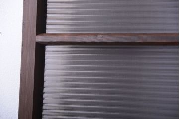 アンティーク　古い木製のモールガラス入り引き戸