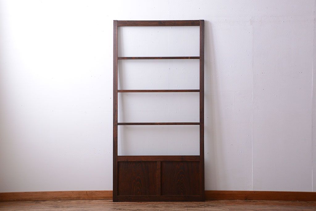 アンティーク　古い木製のモールガラス入り引き戸