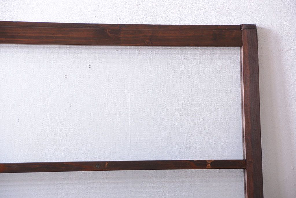 アンティーク　古い木製のモールガラス入り引き戸