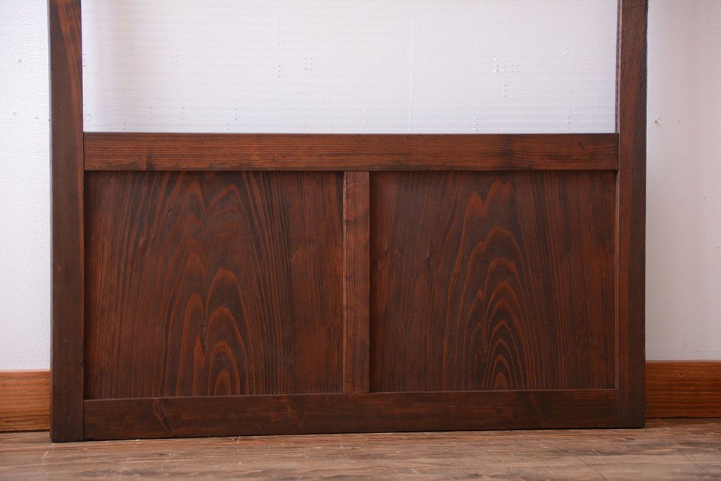 アンティーク　古い木製のモールガラス入り引き戸