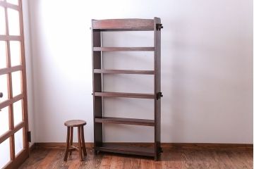 アンティーク家具　和製アンティーク　古い木製のシンプルな本棚(ブックシェルフ)