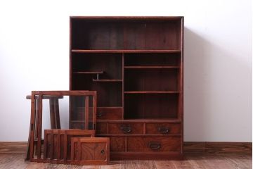 アンティーク家具　古民具・骨董　前面欅材のアンティーク茶箪笥