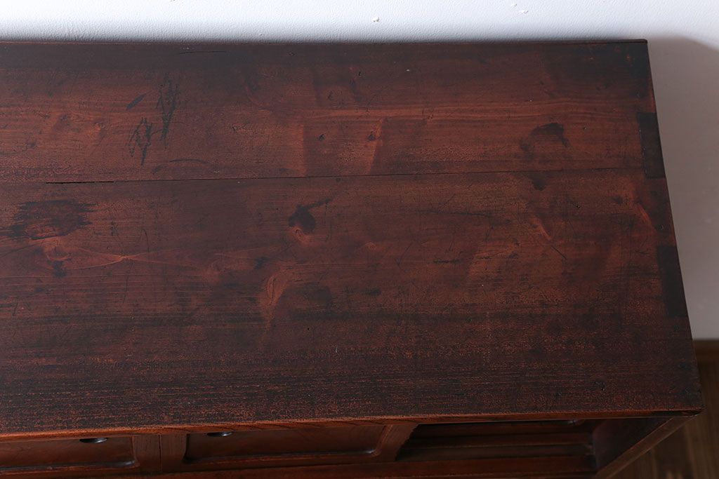 アンティーク家具　古民具・骨董　前面欅材のアンティーク茶箪笥