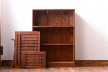 アンティーク家具　和製アンティーク　古い木の引き戸収納棚(下駄箱)