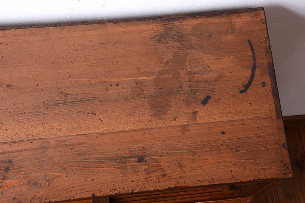 アンティーク家具　和製アンティーク　古い木の引き戸収納棚(下駄箱)