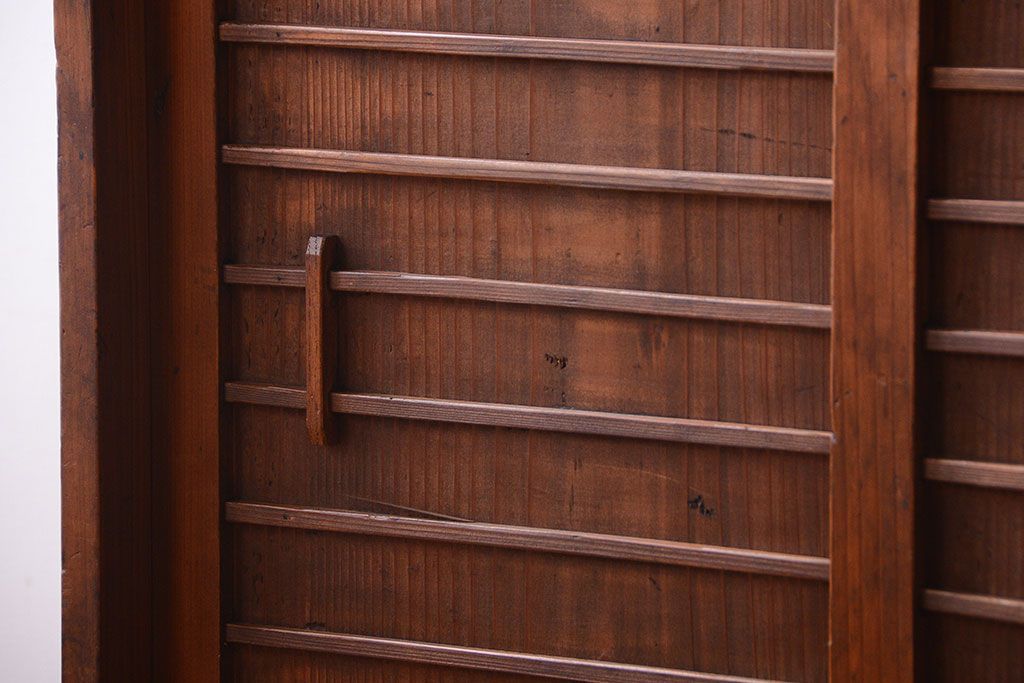 アンティーク家具　和製アンティーク　古い木の引き戸収納棚(下駄箱)