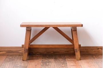 アンティーク家具　アンティーク　古い木の小さなベンチ(スツール)