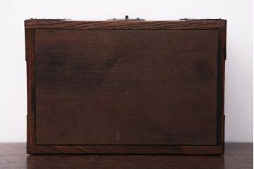 アンティーク雑貨　古民具・骨董　古い総欅材の小さなアンティーク印箱