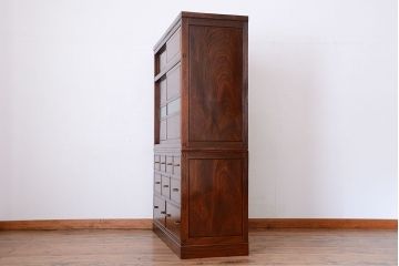 アンティーク家具　古民具・骨董　最高級品!三方欅無垢材の二段重ね収納棚