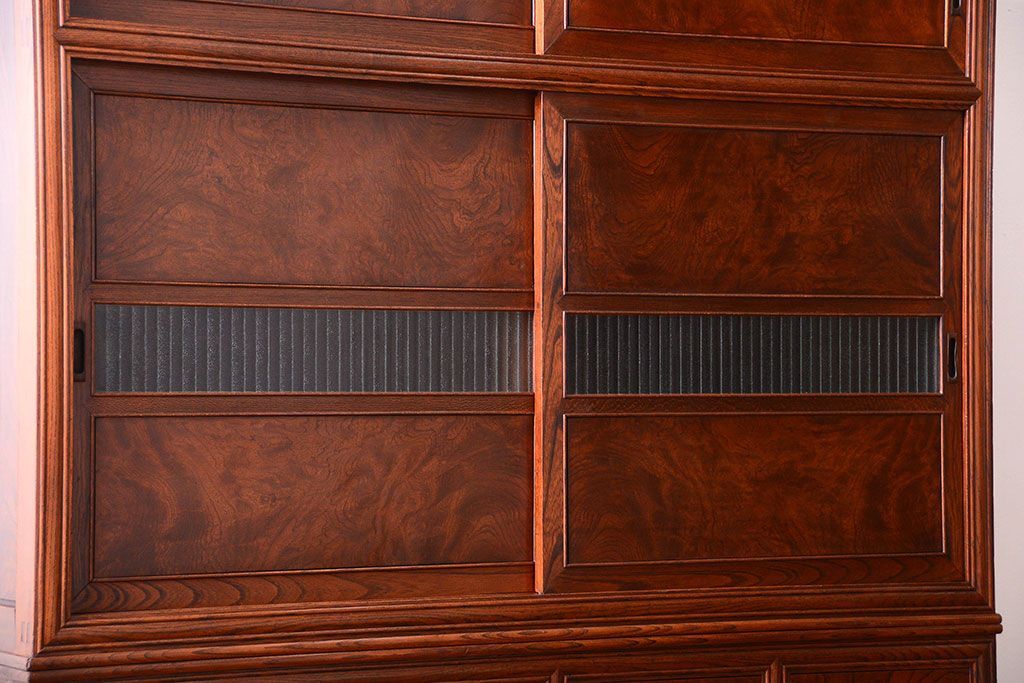 アンティーク家具　古民具・骨董　最高級品!三方欅無垢材の二段重ね収納棚