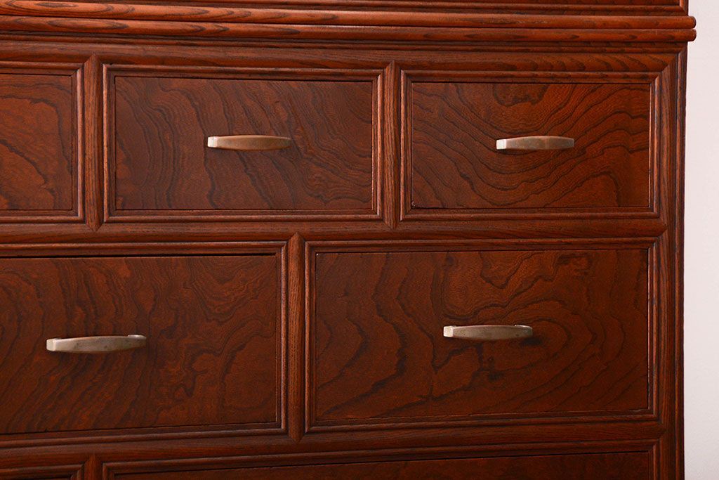 アンティーク家具　古民具・骨董　最高級品!三方欅無垢材の二段重ね収納棚