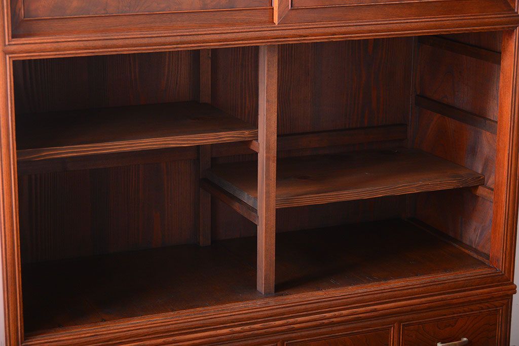 アンティーク家具　古民具・骨董　最高級品!三方欅無垢材の二段重ね収納棚