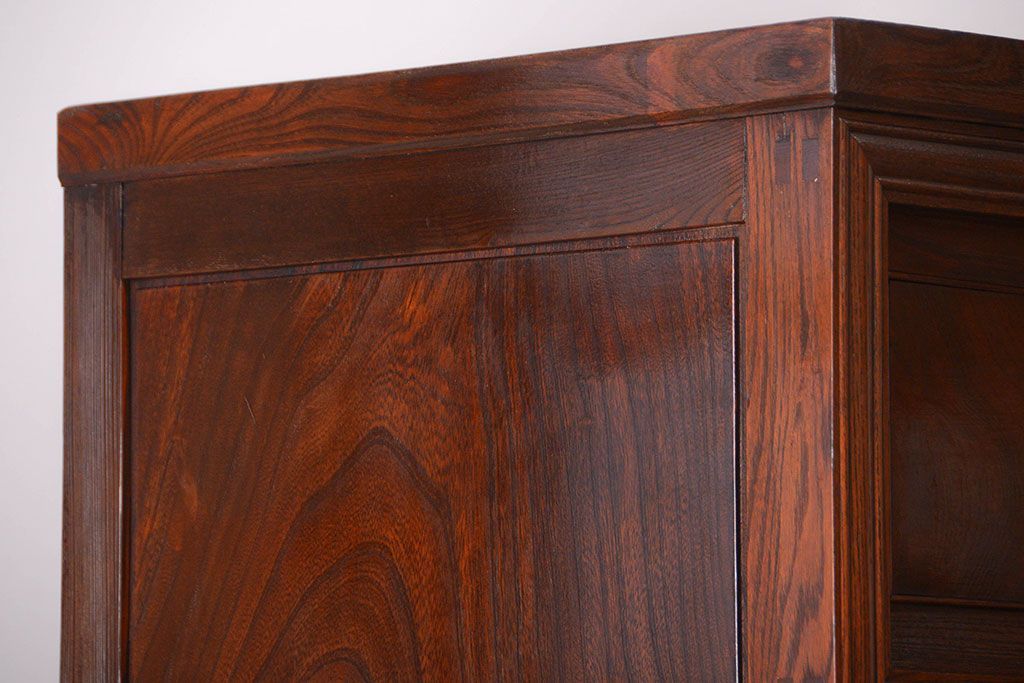 アンティーク家具　古民具・骨董　最高級品!三方欅無垢材の二段重ね収納棚