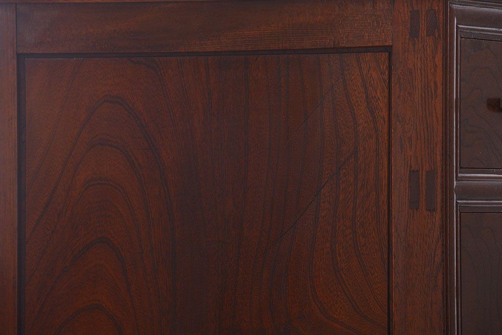 アンティーク家具　古民具・骨董　最高級品!三方欅無垢材の二段重ね収納棚