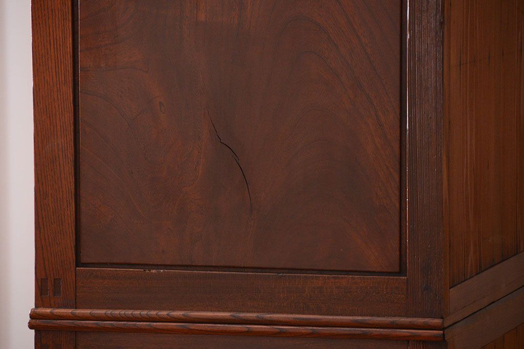 アンティーク家具　古民具・骨董　最高級品!三方欅無垢材の二段重ね収納棚