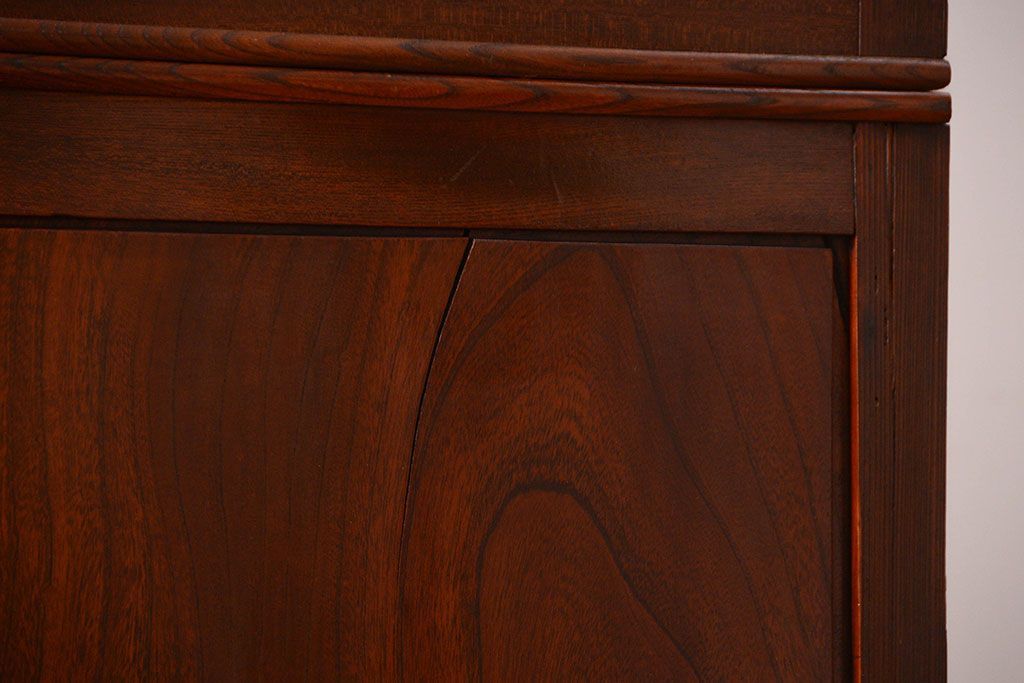 アンティーク家具　古民具・骨董　最高級品!三方欅無垢材の二段重ね収納棚