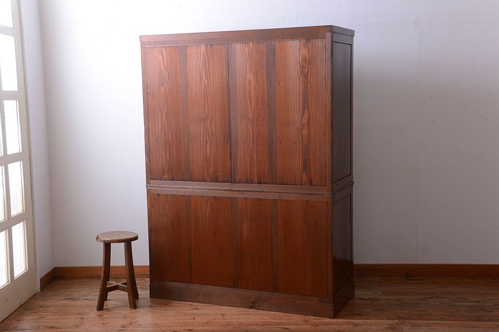 アンティーク家具　古民具・骨董　最高級品!三方欅無垢材の二段重ね収納棚