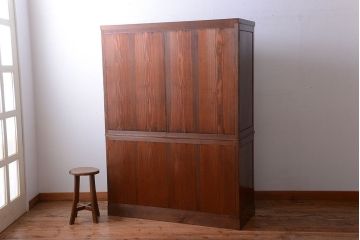 アンティーク家具　古民具・骨董　最高級品!三方欅無垢材の二段重ね収納棚