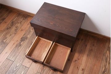 アンティーク雑貨　古民具・骨董　引き出し2杯付き!古い木の大きな収納ボックス(BOX・箱)
