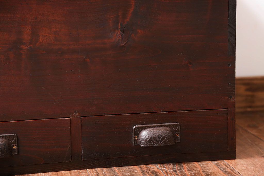 アンティーク雑貨　古民具・骨董　引き出し2杯付き!古い木の大きな収納ボックス(BOX・箱)