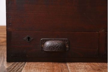 アンティーク雑貨　古民具・骨董　引き出し2杯付き!古い木の大きな収納ボックス(BOX・箱)