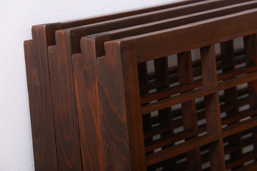 和製アンティーク　小さな格子戸4枚セット