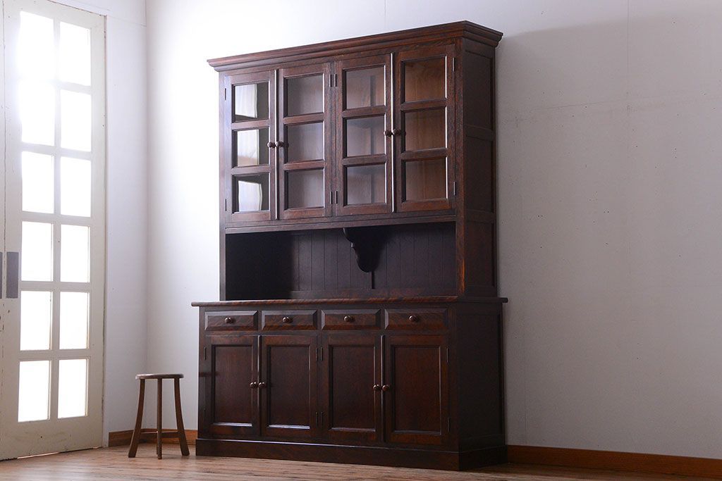 中古　民芸家具　モダンなデザインの大きな食器棚(定価約89万円)