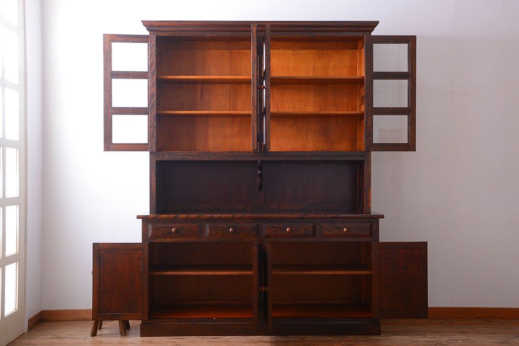 中古　民芸家具　モダンなデザインの大きな食器棚(定価約89万円)