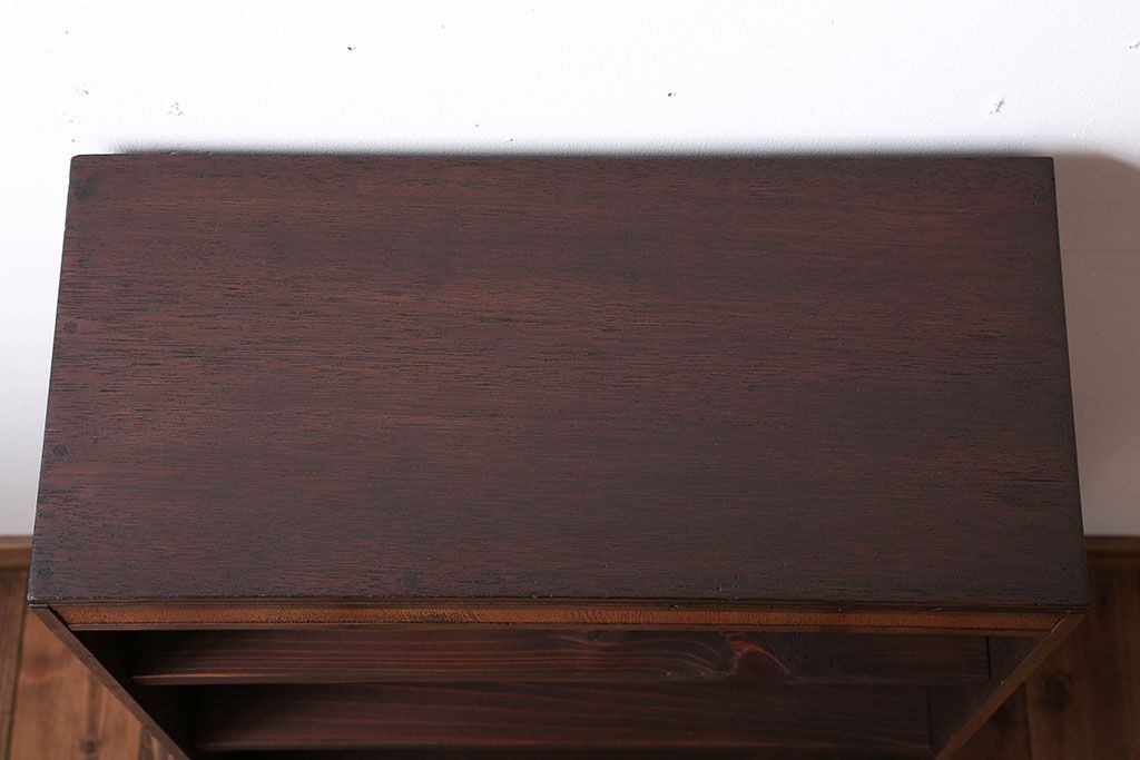 レトロ家具　昭和レトロ　引き出し2杯付き!古い木製のアンティークブックシェルフ(本棚)