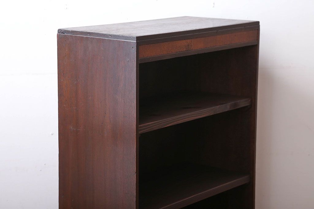 レトロ家具　昭和レトロ　引き出し2杯付き!古い木製のアンティークブックシェルフ(本棚)