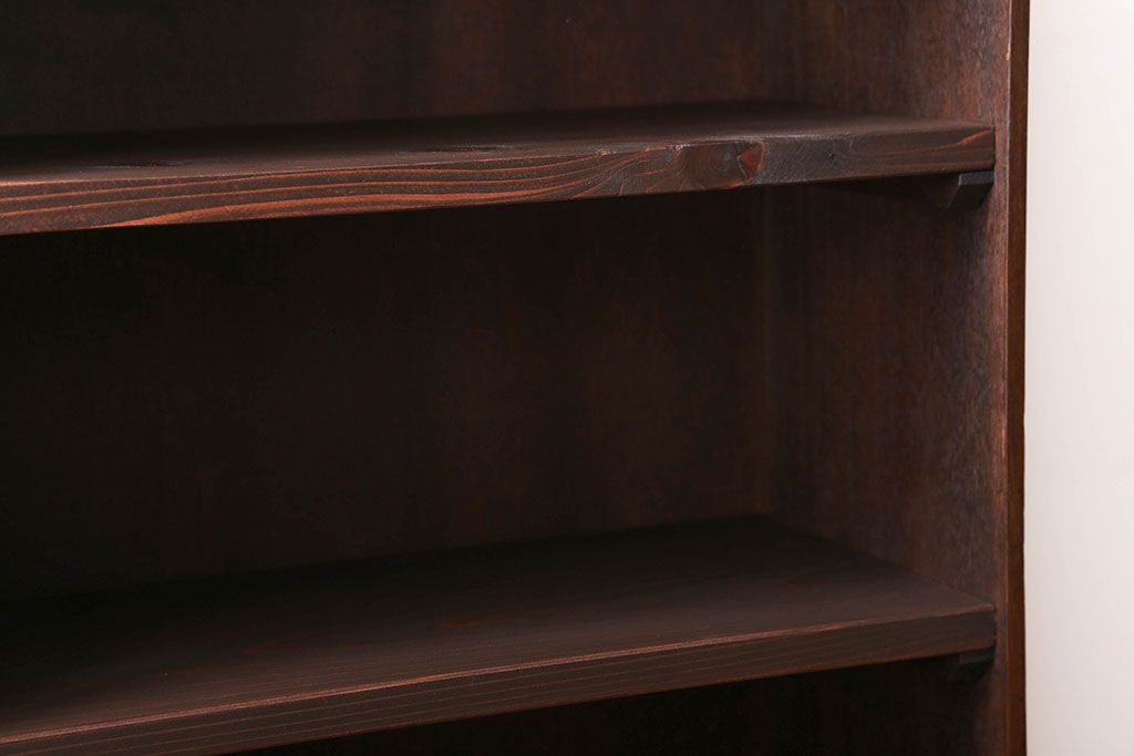 レトロ家具　昭和レトロ　引き出し2杯付き!古い木製のアンティークブックシェルフ(本棚)