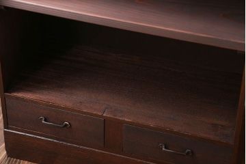 レトロ家具　昭和レトロ　引き出し2杯付き!古い木製のアンティークブックシェルフ(本棚)