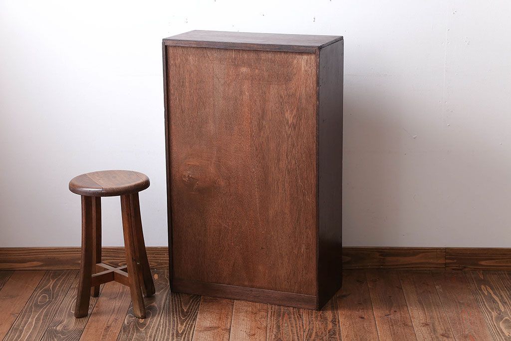 レトロ家具　昭和レトロ　引き出し2杯付き!古い木製のアンティークブックシェルフ(本棚)