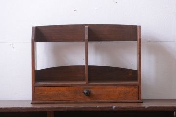 アンティーク雑貨　和製アンティーク　引き出し付き!古い木製の小さな本立て