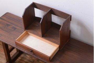 アンティーク雑貨　和製アンティーク　引き出し付き!古い木製の小さな本立て